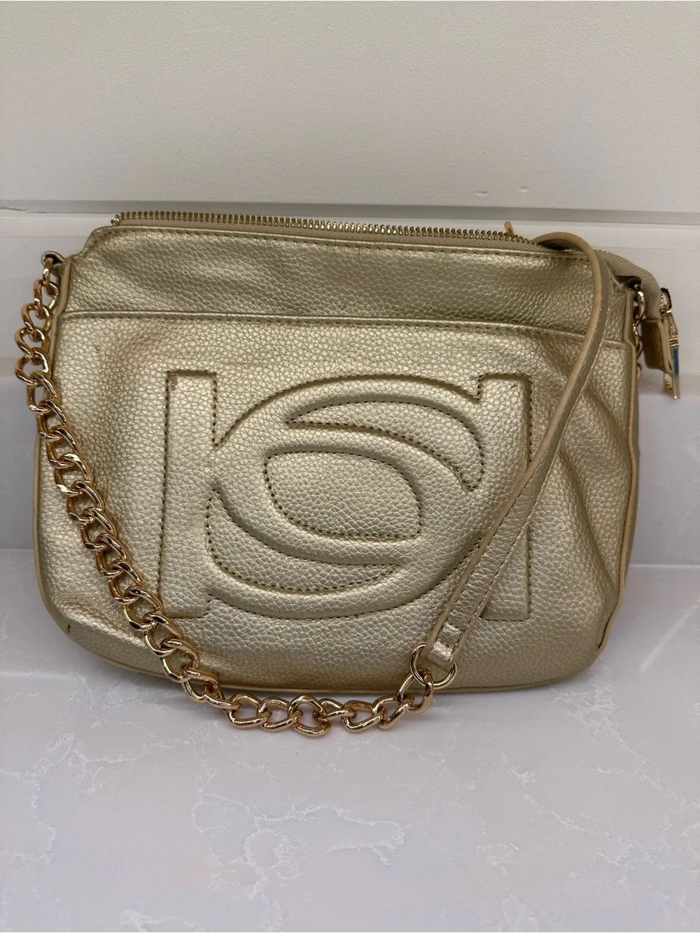 Authentic bebe Metallic Gold Crossbody Bag